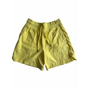 Athleta Farallon Midi Short Yellow Drawstring Pocket Lounge Shorts S Travel